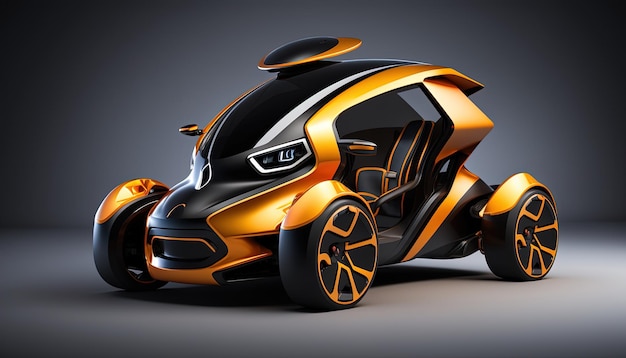 Futuristic electric autonomus car design studio presentation Generative Ai