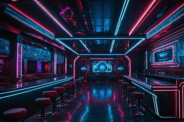 Futuristic Electric Club with Neon Lights