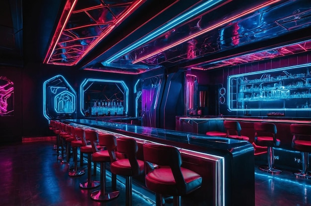 Futuristic Electric Club with Neon Lights