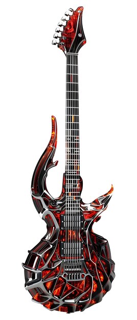 Photo futuristic a electric guitar concept inspired by fire rowel 5 lines 6 lines 7 lines heavy metal