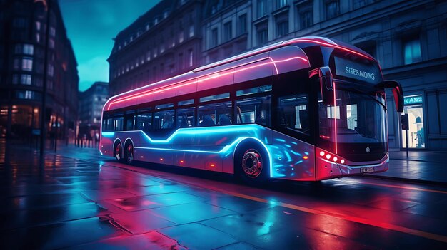 futuristic electric luxury bus Generative AI