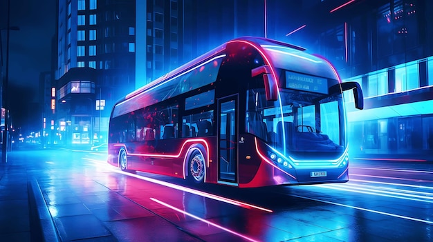 futuristic electric luxury bus Generative AI