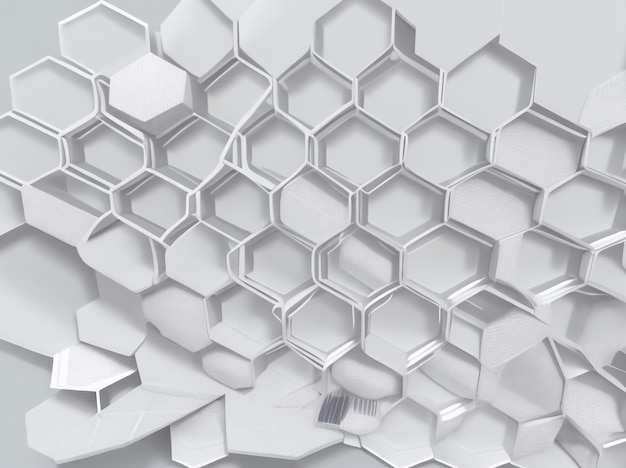 Futuristic Elegance 3D Honeycomb Mosaic on White Background