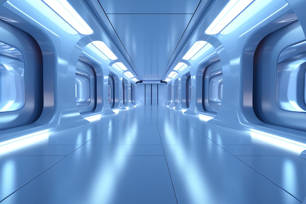 Futuristic empty room Abstract futuristic interior creative ai