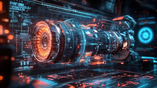 Futuristic Engine Displayed on a Digital Interface