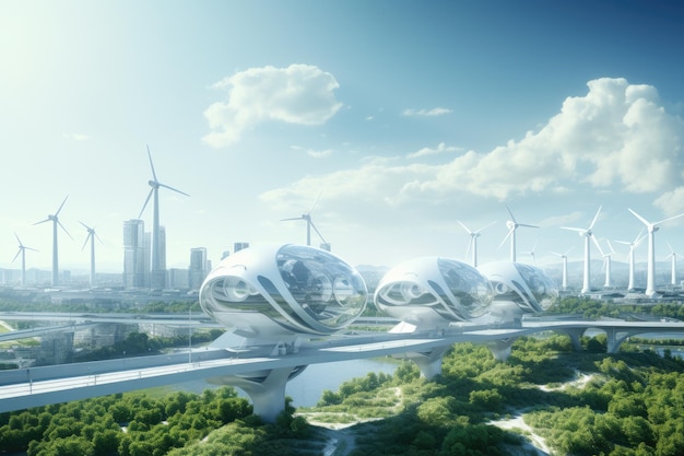 Futuristic environmentally friendly power plant of the future