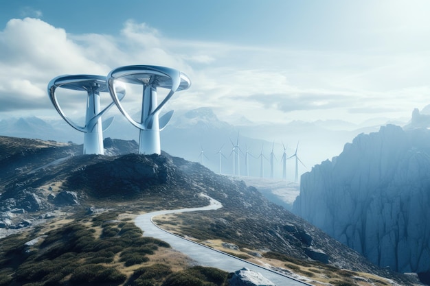 Futuristic environmentally friendly power plant of the future