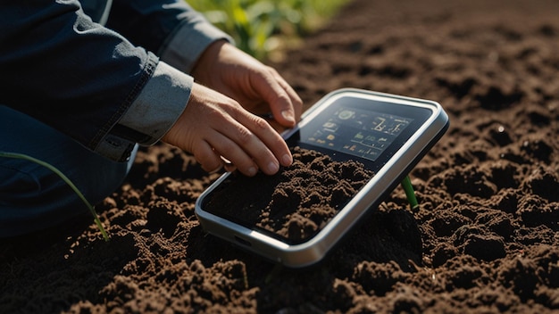 Photo futuristic farms with advanced soil health monitoring