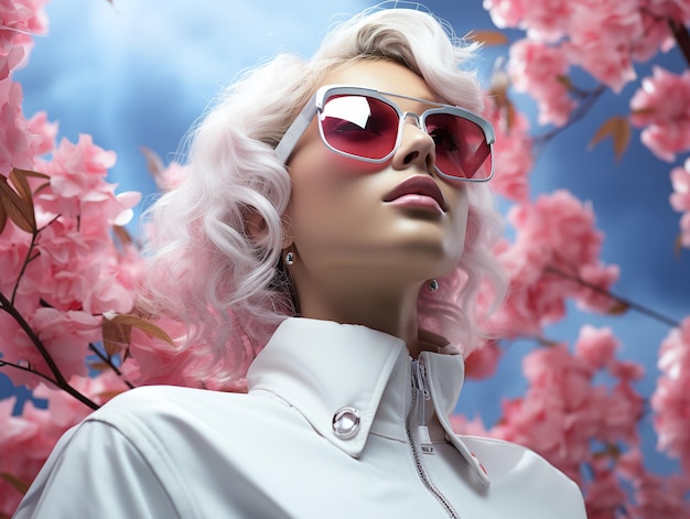 futuristic fashion woman portrait wearing trendy haute couture sunglasses photography eyewear ad