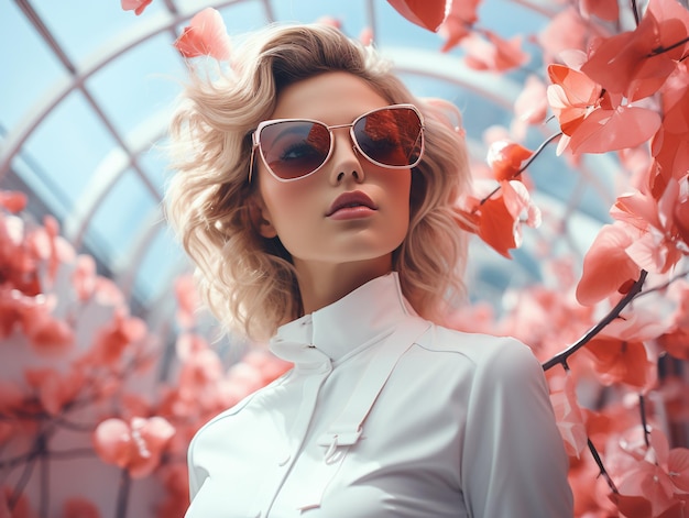 futuristic fashion woman portrait wearing trendy haute couture sunglasses photography eyewear ad