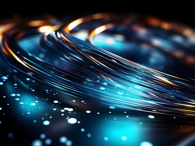 Photo futuristic fiber optic cables transferring abstract data in highly detailed tech background