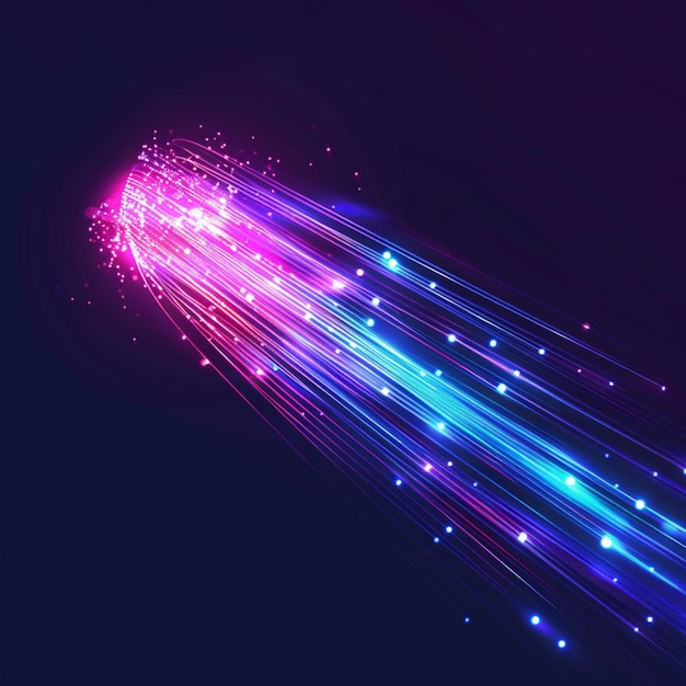 Photo futuristic fiber optic cables with glowing colors