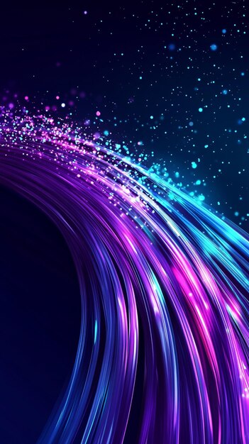 Photo futuristic fiber optic cables with glowing colors