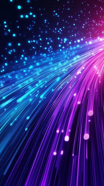 Futuristic fiber optic cables with glowing colors