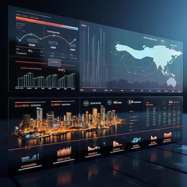 A futuristic finance digital market graph user interface accompanied by a diagram