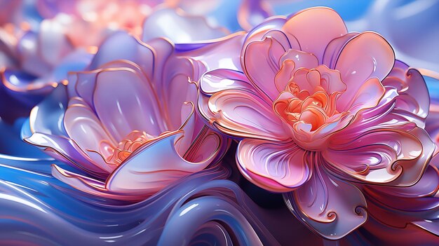 futuristic floral y2k style pastel color abstract background