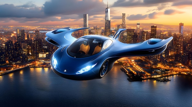 futuristic futuristic futuristic futuristic futuristic flying car above the city