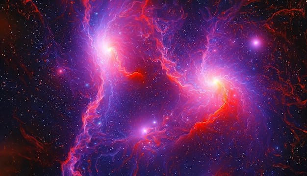 A Futuristic Galaxy Landscape of Purple amp Red Abstract Patterns in a Digitally Generated Fractal