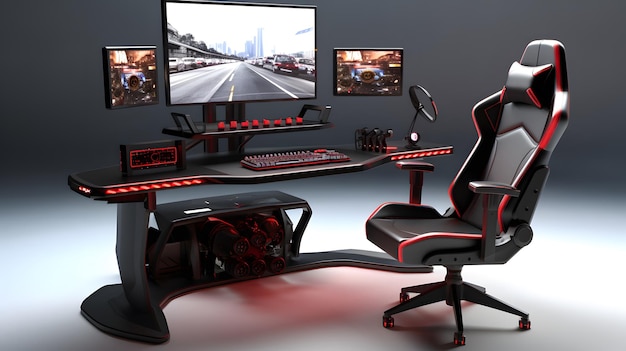 Photo futuristic gaming command center