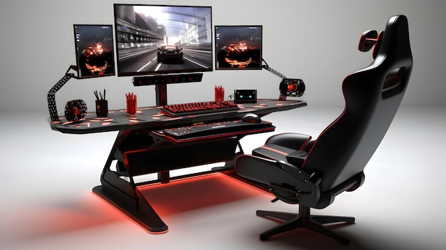 Photo futuristic gaming command center