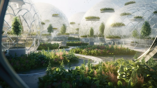 Futuristic Garden Domes in a Green Oasis