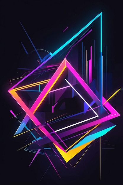 Photo futuristic geometric abstract art with neon lights and bold contrasts generated ai