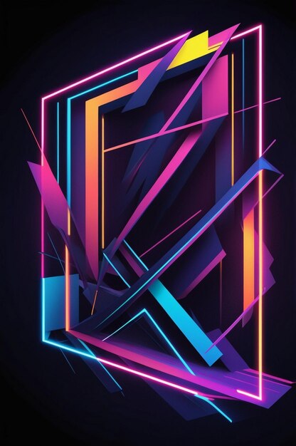 Photo futuristic geometric abstract art with neon lights and bold contrasts generated ai