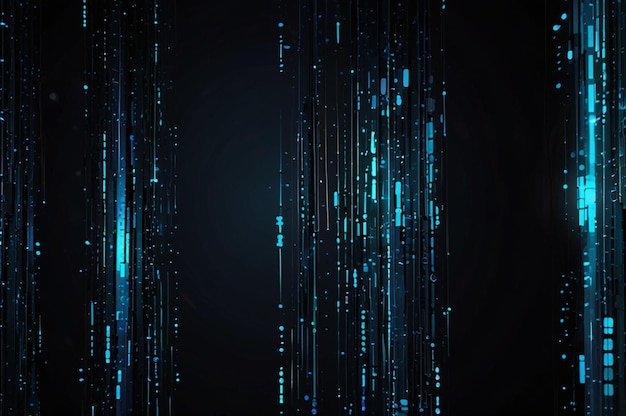 Photo futuristic glowing blue data stream on a dark background