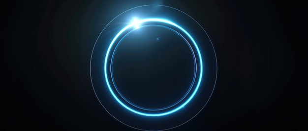 Futuristic Glowing Blue Neon Circle on Black