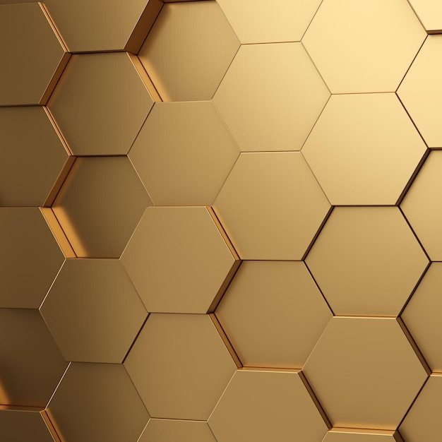 Futuristic gold hexagonal texture background 3d rendering