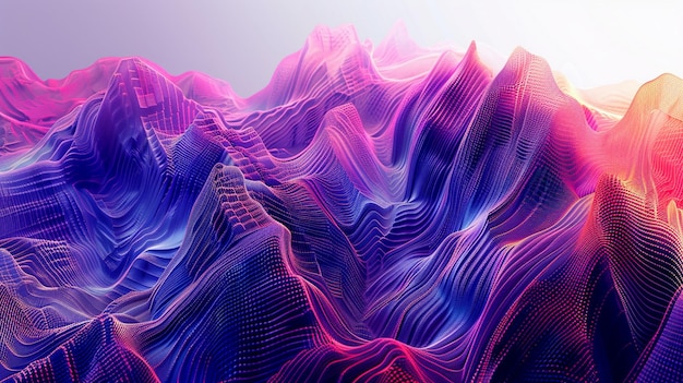 Futuristic Gradients ComputerGenerated Mountain Range Image