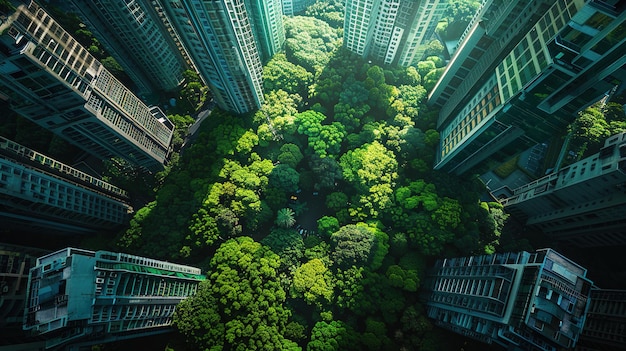 futuristic green city metropolitan city concept with nature