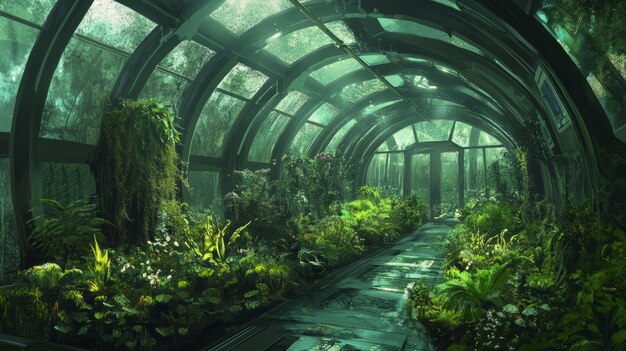 Futuristic Greenhouse Alien Flora Digital Painting 1