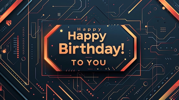 Photo futuristic happy birthday postcard with geometric design