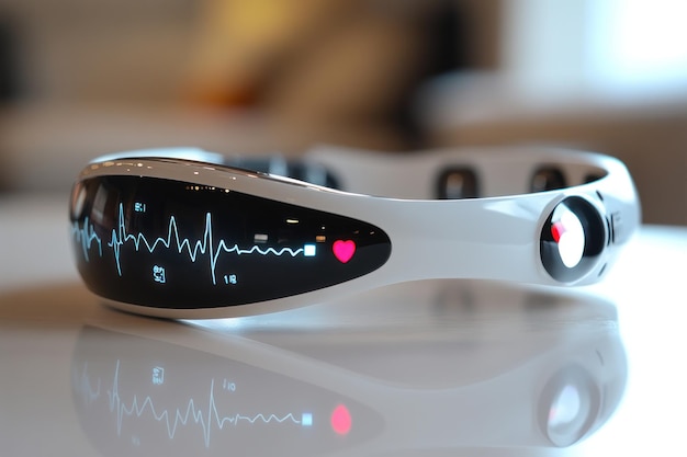 Futuristic Health Monitoring Device with Heart Rate Display