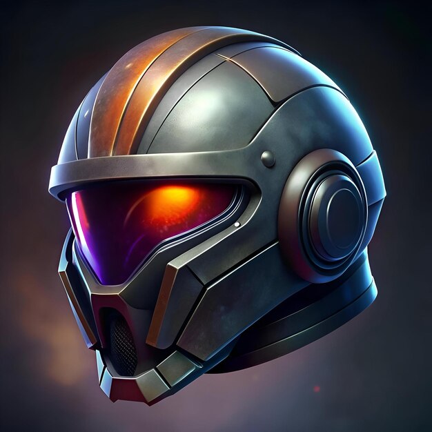 Futuristic helmet with glowing visor and detailed design