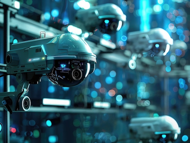 Futuristic HighDefinition CCTV Surveillance System Interface