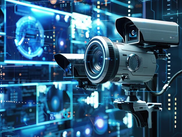 Futuristic HighDefinition CCTV Surveillance System Interface