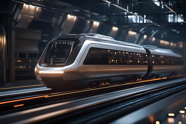 Futuristic HighSpeed Magnetic Train in Sleek Design