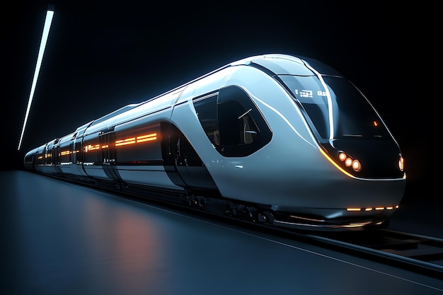 Futuristic HighSpeed Train Gliding Through a Modern City