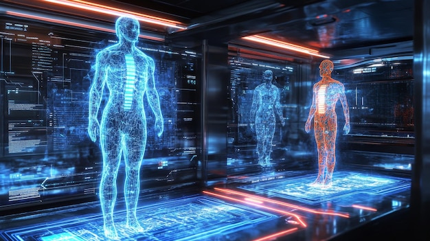 Futuristic Holographic Human Body Anatomy Projection