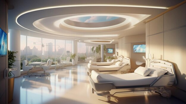 Futuristic hospital impactful majestic impressive very realistic