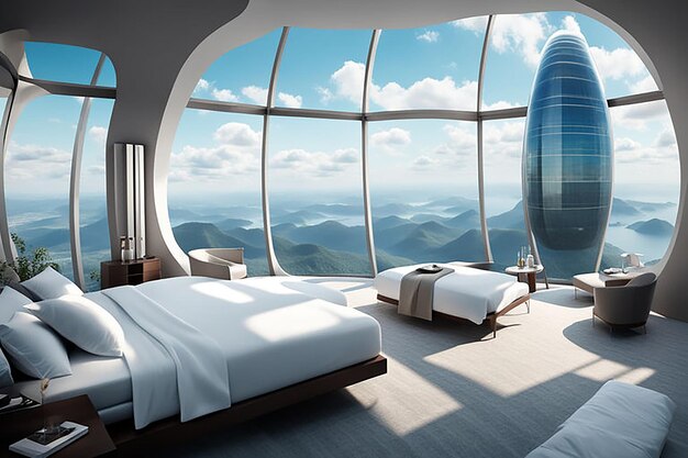 futuristic hotel suites in mountain