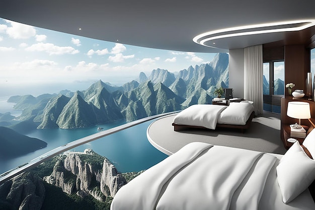 futuristic hotel suites in mountain