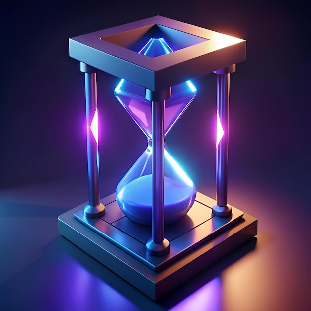 Photo a futuristic hourglass with vibrant neon lights symbolizing the passage of time and digital progress