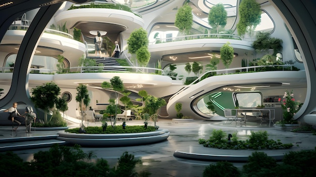 Futuristic house Features hightech labs plants Generative AI