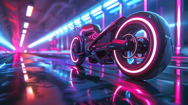 Futuristic Hoverbike Wheels in Levitation NeonLit Speedway Experience