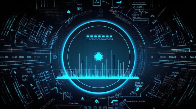 Futuristic HUD Interface with Digital Data Visuals