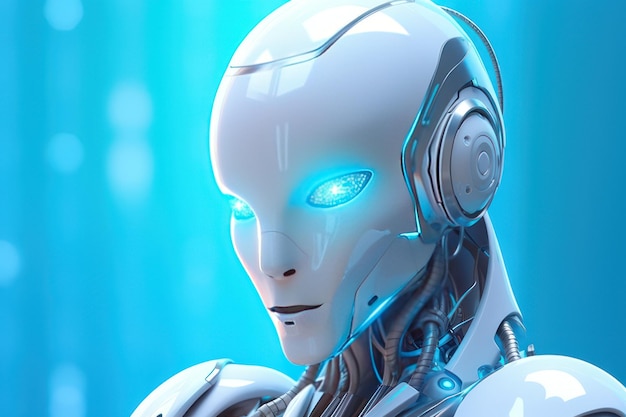 Futuristic humanoid robot computer illustrationGenerated with AI