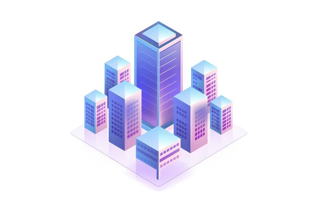 Futuristic Icon Representing Real Estate Developer with UI and UX Design Elements on White